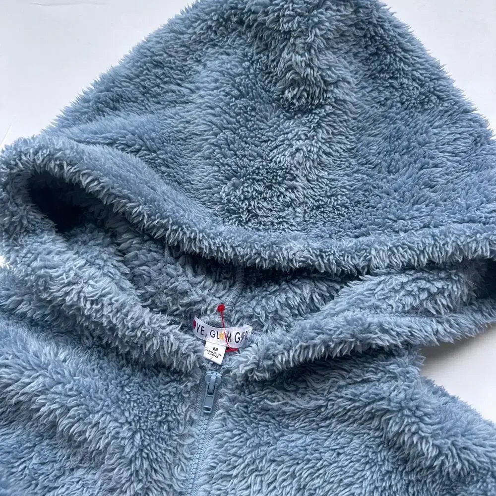 Glam Girl Blue Sherpa Hoodie - girl’s Medium